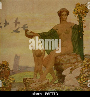 49 Fritz Erler-Erde. Wandbild im Musiksaal des Hauses Brakl in München, 1908 Stockfoto