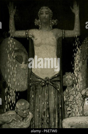 49 Fritz Erler - Ausschnitt aus dem Gobelinentwurf für den Saal der Goldschmiede auf der Ausstellung München 1908 Stockfoto