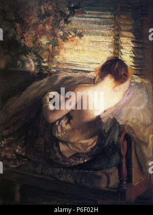 Englisch: Die Jalousie, Öl auf Leinwand, Worcester Art Museum - MA. 1898 39 Edmund Tarbell - dos-nu Stockfoto