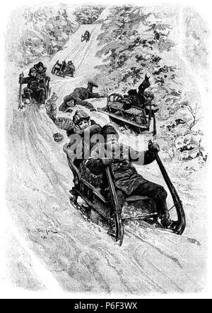 . Gartenlaube sterben. Bild aus Seite 060, 'Die Gartenlaube'. Bild von Seite 060 der Zeitschrift Die Gartenlaube, 1897. English: Bildunterschrift: "Hörnerschlittenfahrt." Englisch: Bildunterschrift: "Hörnerschlittenfahrt.". N/A 33 Gartenlaube (1897) b060 2 sterben Stockfoto
