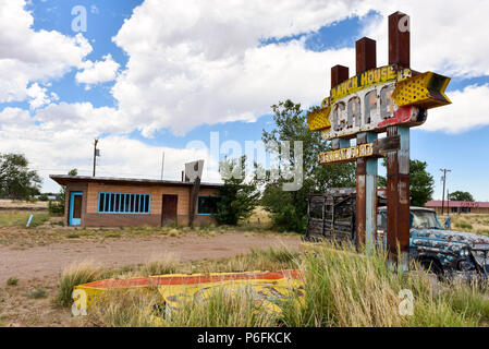 Alte Zeichen für die Ranch House Cafe auf der Route 66 in Santa Rosa, California Stockfoto