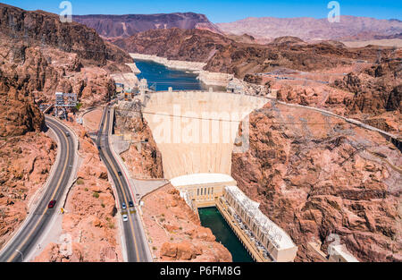 Hoover Dam an einem sonnigen Tag, Nevada, USA. Stockfoto