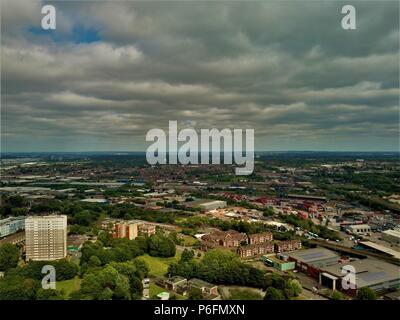 Birmingham England Luftaufnahmen, Skyline drone Foto Stockfoto