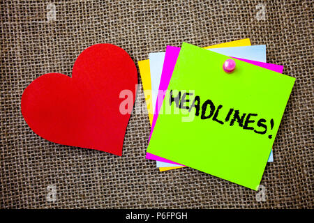 Text Zeichen zeigen Schlagzeilen Motivationale nennen. Konzeptionelle Foto als Überschrift oben auf einen Artikel in der Zeitung Ideen Dinge Nachrichten zu tun Absichten h Stockfoto