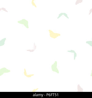 Nahtlose Muster Schmetterlinge multicolor Silhouetten auf weißem Hintergrund. Schmetterling Grün, Gelb, Pink und Blau abstrakte Muster in Pastelltönen co Stockfoto