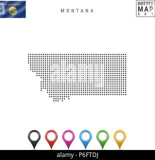Dots Muster vektorkarte von Montana. Stilisierte Silhouette von Montana. Flagge von Montana. Eingestellt von bunten Karte Markierungen Stock Vektor