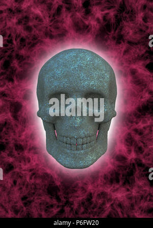 Magische weiße Schädel glühende auf abstrakten Hintergrund kreative Tapeten. Stockfoto
