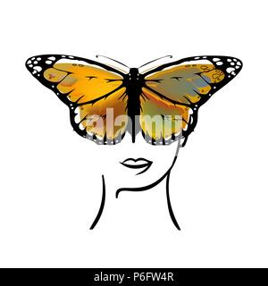 Monarch Butterfly mit offenen Flügeln set top Aussicht Stock Vektor