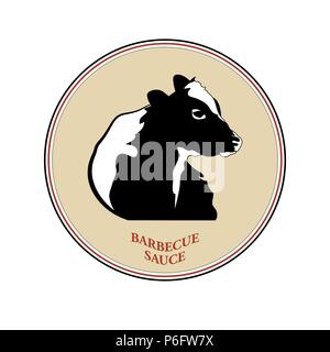Abstraktes Bild der Leiter der schwarze Kuh. Vintage Style Logos für alle Arten von gegrilltem Fleisch. Stock Vektor