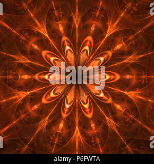 Hell abstrakt Fractal rote Blumen, Fraktale Blumen Fantasy Stockfoto