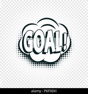 Ziel Symbol comics Cloud mit halftone Schatten, Ziel shout Text in Blase, Funnies stilisierte auf transparenten Hintergrund. Fußball, Fußball design Element, logo Vorlage, isolierte Abbildung. Stock Vektor