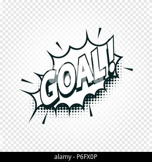 Ziel Symbol comics Cloud mit halftone Schatten, Ziel shout Text in Blase, Funnies stilisierte auf transparenten Hintergrund. Fußball, Fußball design Element, logo Vorlage, isolierte Abbildung. Stock Vektor