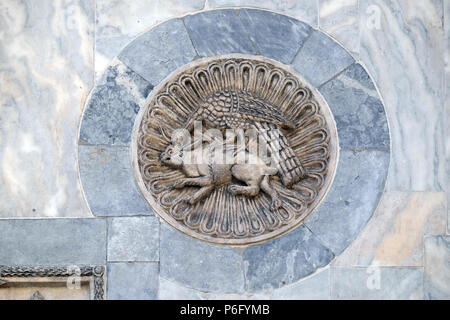 Relief, Wand der Basilika St. Mark's, Piazza San Marco, Venedig, Italien Stockfoto