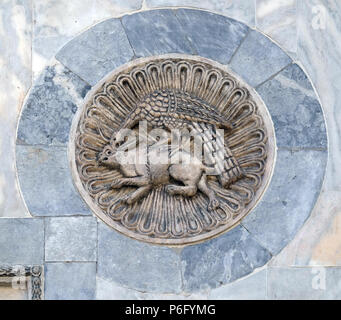 Relief, Wand der Basilika St. Mark's, Piazza San Marco, Venedig, Italien Stockfoto