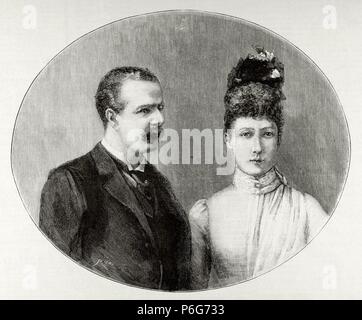 Die Prinzessin Louise, Princess Royal und der Herzogin von Fife (1867-1931) und ihr Ehemann Alexander Duff, 1. Herzog der Herzog von Fife (1849-1912). Kupferstich von Rico. La Ilustracion Espanola y Americana, 1889. Stockfoto