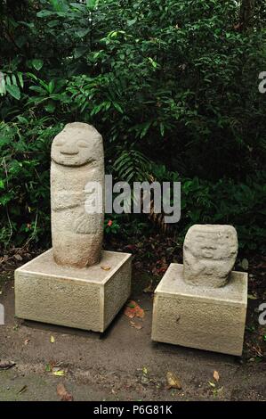 Bosque de Las Estatuas-Archäologischen Park in SAN AGUSTIN. Departement Huila. Kolumbien. Stockfoto