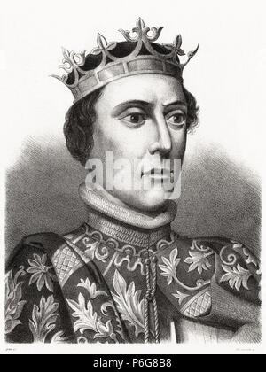 Historia de España. Don Pedro ich Rey de Castilla (1334-1369), el Grausam. Grabado de 1872. Stockfoto