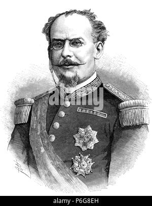 Manuel Pavía y Rodríguez de Alburquerque (1827-1895). Militar y político Español, capitán General de Madrid. Grabado de 1885. Stockfoto