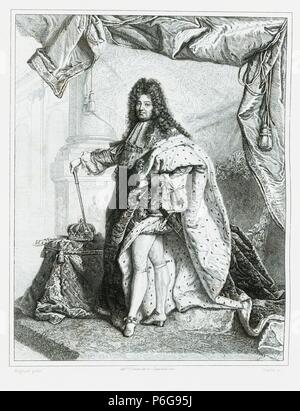Francia. Luis XIV (1638-1715), Llamado El Rey Sol. Grabado de 1853. Stockfoto