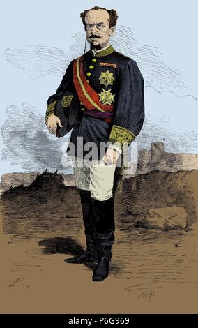 Manuel Pavía y Rodríguez de Alburquerque (1827-1895). Militar y político Español, capitán General de Madrid. Grabado de 1874. Stockfoto