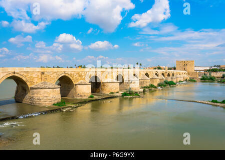 Cordoba Brücke, Blick auf die historische römische Brücke über den Rio Guadalquivir in Córdoba (Córdoba) Andalusien, Spanien. Stockfoto