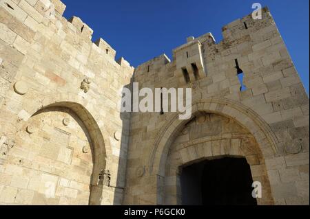 Israel. Jerusalem. Jaffa-Tor. Detail. Alten Stadtmauern. Stockfoto