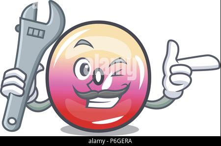 Mechaniker jelly Ring candy Maskottchen Karikatur Stock Vektor