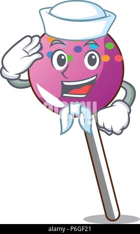 Sailor Lollipop mit Streuseln Charakter Cartoon Stock Vektor