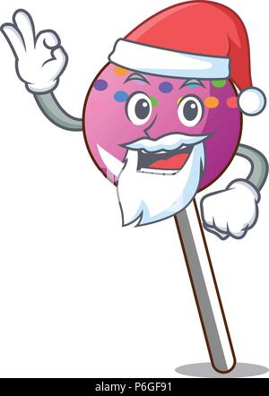 Santa Lollipop mit Streuseln Maskottchen Karikatur Stock Vektor