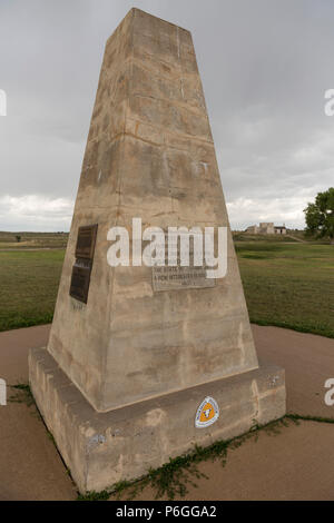 Gedenktafel. September, 2016. Fort Laramie, Wyoming, USA Stockfoto