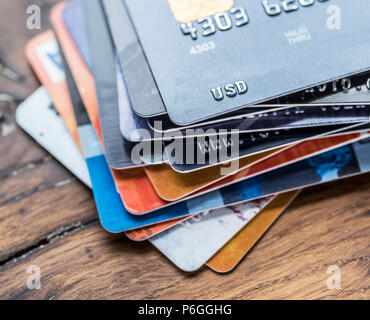 Kreditkarten. Finanziellen betriebswirtschaftlichen Hintergrund. Stockfoto