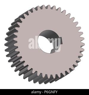 Metal Gear wheel. 3D-Vektor auf weißem Hintergrund Stock Vektor