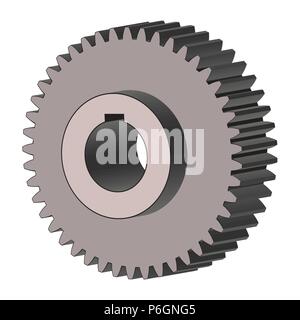 Zahnrad auf weißem Hintergrund. 3D-Vektor Stock Vektor
