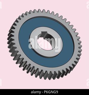 Zahnrad auf rosa Hintergrund. 3D-Vektor Stock Vektor