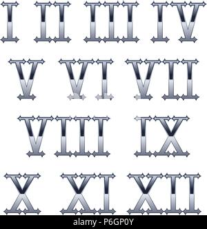 Römische Ziffern. Gothic Metal 3 D-Nummern Stock Vektor
