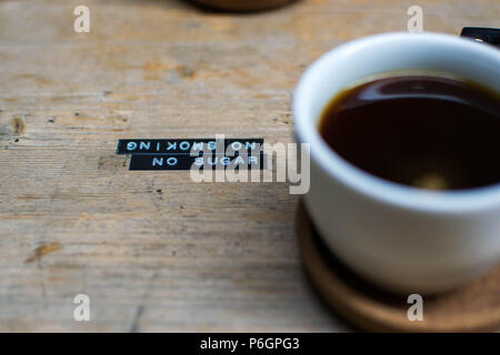 Kein Zucker, maximale Geschmack. Guter Kaffee. Stockfoto