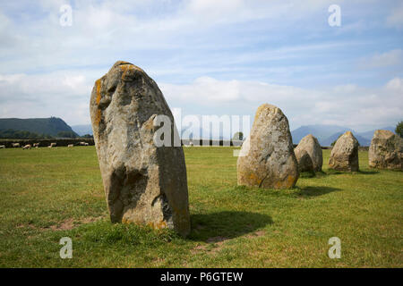 Große Stellungen mit Steinen Castlerigg Steinkreis cumbria England Großbritannien Stockfoto