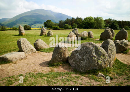 Rechteck, Quadrat der stehenden Steine genannt das Heiligtum im Castlerigg Steinkreis cumbria England Großbritannien Stockfoto