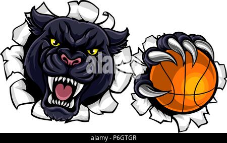 Black Panther-Basketball-Maskottchen Stock Vektor