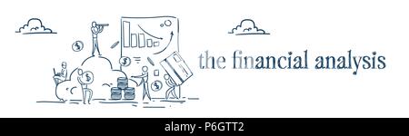 Business Cloud Storage financial Diagramme Internet Business Analytics Konzept Geschäftsleute Arbeitsprozess Geld dollar Münze auf weißem Hintergrund banner Skizze doodle Stapel Stock Vektor