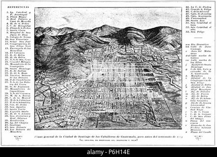 Español: Mapa de la Ciudad de Antigua Guatemala en 1773. 1900 62 Mapaantiguaguatemala 1773 Stockfoto