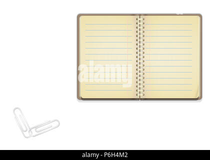 Vintage Notebook mit gefütterter Papiere für das Schreiben von Text auf weißem Hintergrund, Vektor geöffnet, eps 10. Stockfoto