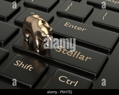 3D-Render von Computer Tastatur mit stellaren Button und Tragen. Cryptocurrencies Konzept. Stockfoto