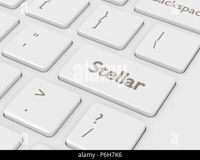 3D-Render von Computer Tastatur mit stellaren drücken. Cryptocurrencies Konzept. Stockfoto