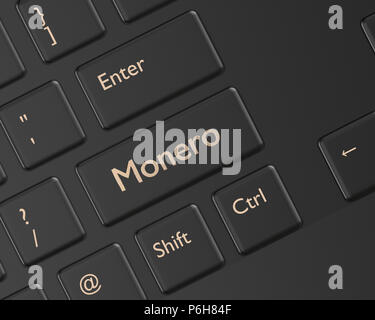 3D-Render von Computer Tastatur mit Monero drücken. Cryptocurrencies Konzept. Stockfoto