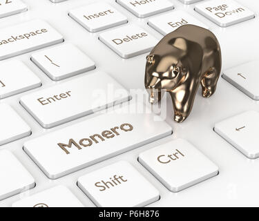 3D-Render von Computer Tastatur mit Monero button und Tragen. Cryptocurrencies Konzept. Stockfoto