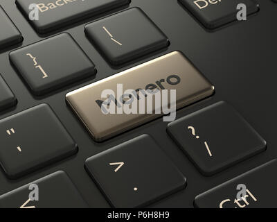 3D-Render von Computer Tastatur mit Monero drücken. Cryptocurrencies Konzept. Stockfoto