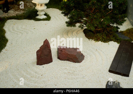 Japanischer Garten Kieselsteine closeup Hintergrund Foto Stockfoto