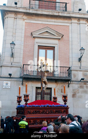 Heilige Woche Prozession, Plaza de la Villa, Madrid, Spanien. Stockfoto