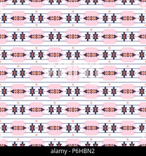 Tribal aztec rosa Farben nahtlose Vektor Muster. Geometrischen stil Textur drucken. Stock Vektor